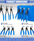 Pro Grade 12 Piece Snap Ring Pliers Set With Quick Switch For Internal And External Retaining Rings, various sizes and angles shown