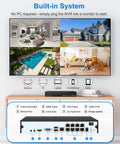 4K PoE Security System With 16 Channel NVR, 16x 8MP Dome Cams display showing indoor and outdoor camera views
