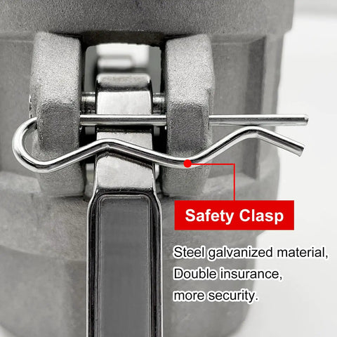 Heavy Duty Aluminum Cam Lock Hose Fitting Set 1 Inch Male NPT To 1 Inch Cam Lock Type B Global 2 Pack Includes 2 Cam Lock Gasket Fittings White For Heavy Duty Industrial Use safety clasp close-up