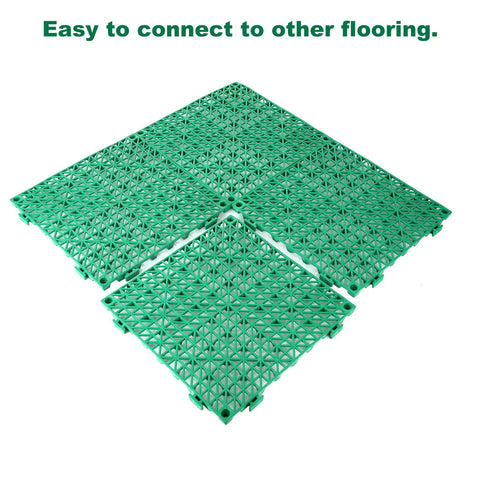 Interlocking Rubber Floor Tiles Eleven Point Six Inch Cushioned Mats With Drain Holes Non Slip Waterproof Splice Tiles