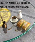 10mm Tempered Glass Round Lazy Susan Turntable for Kitchen and Dining Tables, 100cm Diameter with coffee setup and bread