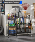 Heavy Duty Garden Tool Organizer On Wheels With Six Wheels Three Lockable And Two Baskets Large Metal Garage Tool Storage in shed