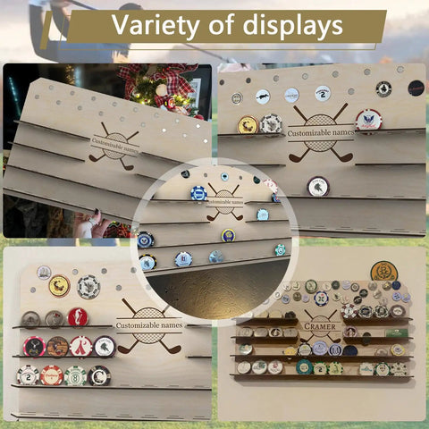 Customizable Wood Golf Ball Marker Display Case With Wall Mount For Storing 55 Markers Dope Gift For Golfers And Collectors