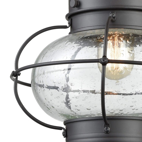 Close-up of Onion 18 Inch High One Light Outdoor Sconce With Oil Rubbed Bronze Finish And Clear Seedy Glass Outdoor Wall Lantern