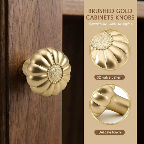 10 Pack Gold Cabinet Knobs Set Made From Solid Zinc Alloy Brushed Brass Hardware Pulls For Kitchen Cabinets Dresser Drawers Boss Grade Finish