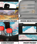 Insulated Picnic Backpack With Lunch Box pockets showcasing storage options and vibrant design