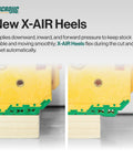 Close-up of Microjig X-AIR Heels on wooden piece, applying pressure for stable cutting with router tools.