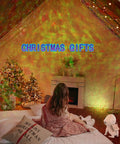 Galaxy Star Projector For Bedroom 2.0 creating colorful starry night effect in decorated living room for Christmas gifts.