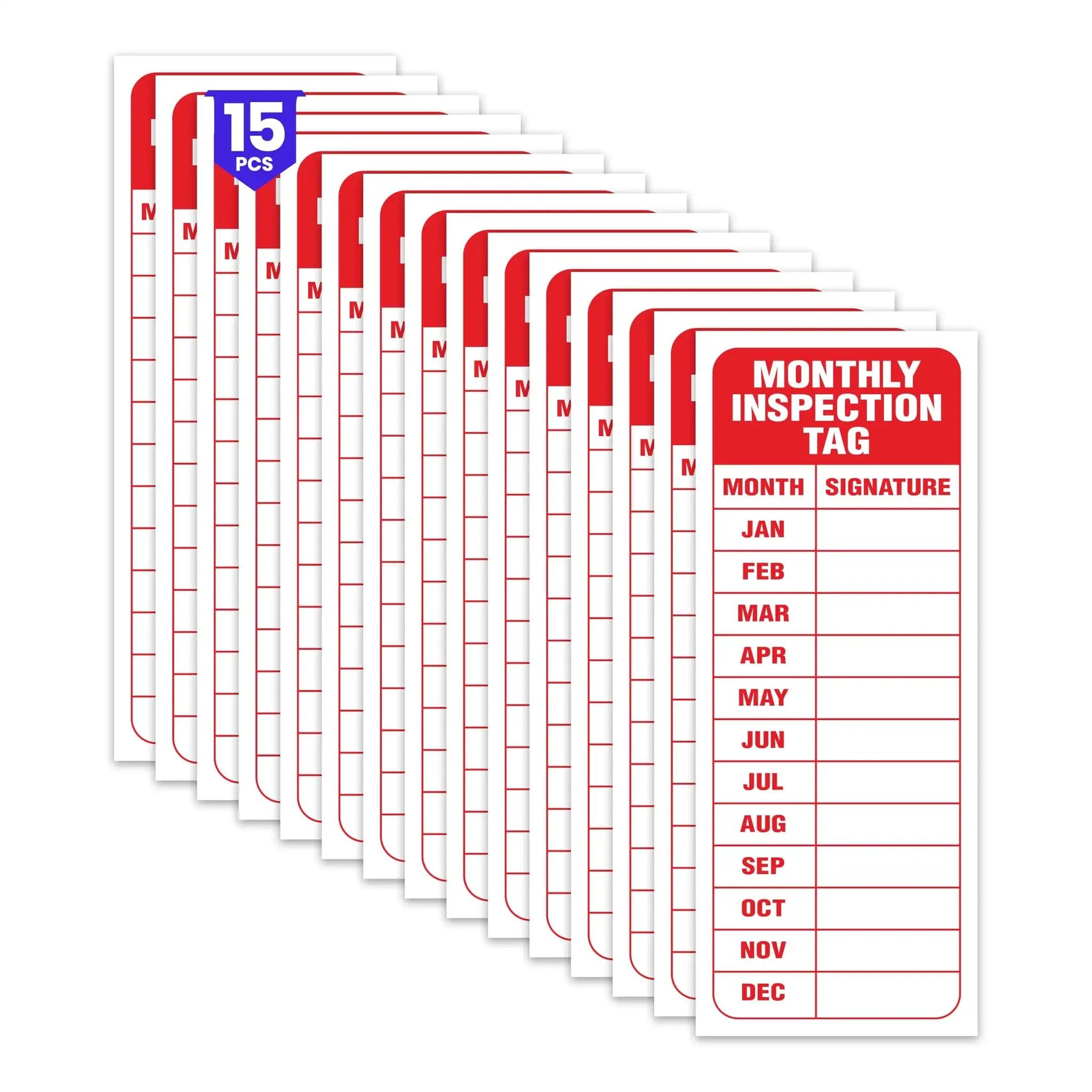 15 Count Monthly Inspection Tags For Fire Ex