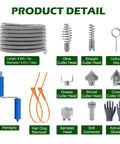Badass Heavy Duty Drain Snake And Auger With Drill Attachment Plumbing Tool 9.8Ft Galvanized Steel Spring parts and accessories layout