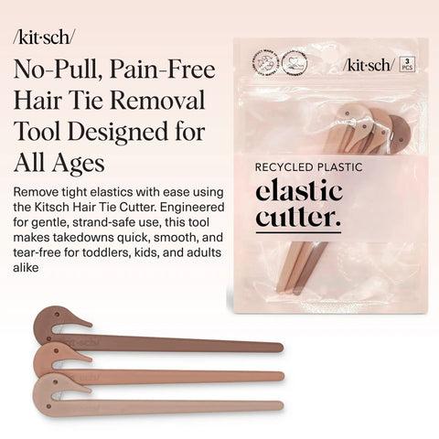 Elastic Hair Tie Cutter Tool No Tug Removal Multicolor 3pc Set Snips Under Tiny Bands For Quick Safe Hair Styling, recycled plastic