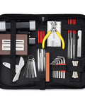 Gig Ready Pro Grade All In One Guitar Repair Tool Kit 45 Pcs Set with Carry Bag showing tools like pliers and wrenches inside case