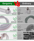 Comparison of premium Five Foot Long Steel Wire Suction Hose With PVC Reinforced Tubing vs ordinary hose showing quality differences