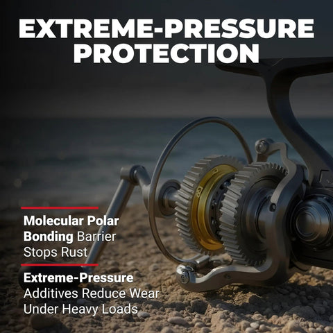 Beefed-Up Extreme-Pressure Fishing Reel Lubricant For Gears And Bearings, Anti-Corrosion Oil With Polar Bonding, reel gears exposed