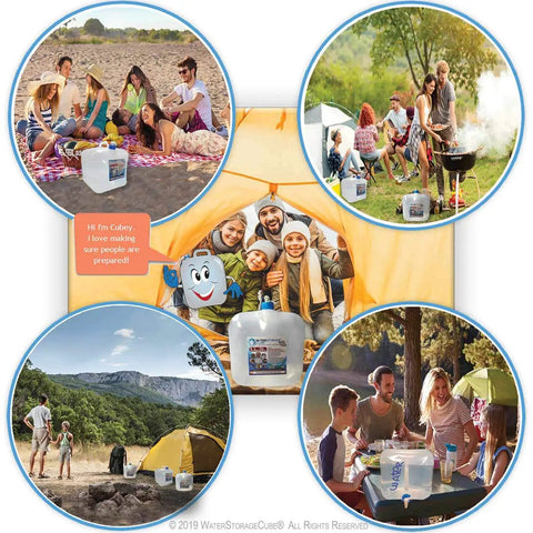 Collage of BPA Free Collapsible Water Container With Spigot For Your Go To Camping And Outdoors Setup Food Grade Portable Use