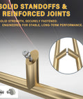 Offset Double Sided Door Pull Handle In Sweet Satin Gold Finish 900mm 36 Inch 304 Stainless Steel Round Bar Ladder Style Push Pull Door Lever For Commercial And Residential Doors, close-up of reinforced joint
