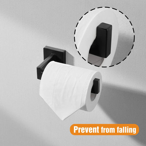 Matte Black Wall Mounted Toilet Paper Holder Premium 304 Stainless Steel Square Toilet Roll Holder Rustproof Rotate Proof Bracket No Wobble Heavy Duty Bathroom Accessory