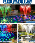 Cool 8000mAh Rechargeable Pool Fountain With Lights For Above Ground Pools Floating Water Pump With Anchor Long Battery Life