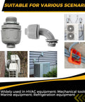 One Half Inch Liquid Tight PVC Conduit Fittings Kit With Twenty Pack Straight And 90 Degree Non Metallic Nylon 6 Connectors UL Listed Grey for various installations
