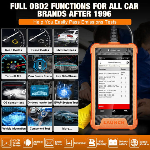 Creader Elite BiDirectional OBD2 Scanner For Toyota And Lexus 2026 displaying interface and features on 4 inch LCD touchscreen.
