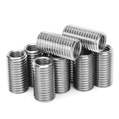 10-piece stainless steel thread adapter sleeves (reducing nuts) for thread repair.