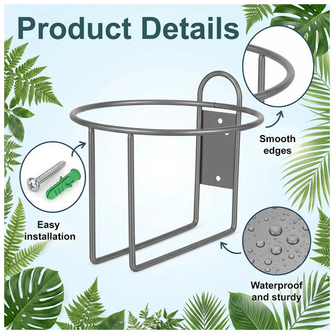 Heavy Duty Iron Wall Mounted Gallon Jug Holder 2-Pack with hardware, smooth edged rack, measures 6-3/4 W x 5 H x 6-1/2 D.