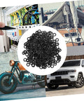 Beefed-Up Spring Wave Washer Gasket Kit - 500-Piece Assortment For Electrical Connections And Automotive Use, Spring Steel Wave Gaskets That Fit Tight Spaces, Prevent Loosening, Reduce Friction. Black wave washer assortment for electrical, boat, bike, and car use.