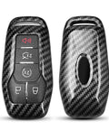 Heavy Duty Smart Key Fob Cover For Ford And Lincoln Rides 2013 Through 2017 With Four Or Five Buttons Tough Protective Case showing carbon fiber texture.