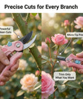 Two Pack Garden Pruning Set With 8 Inch Bypass Pruner And 6.25 Inch Precision Scissors Pink Heavy Duty Garden Clippers in use