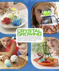 Crystal Growing Science Kit For Kids And Teens, 7 Hands On DIY Lab Experiments With Display Case, STEM Toy shown with kids and crystals