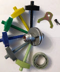 No Sweat Speedometer Gear Kit For Bop Th350 And 700r4 Cars With 2.08 Inch Housing, featuring colored drive gears and seals.
