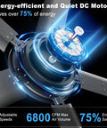 Close-up of 60 Inch No Light Industrial Ceiling Fan Black With Remote And App Control, 6800 CFM DC Motor, Aluminum Blades