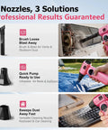 Powerful Cordless Air Duster in Pink with Rechargeable 8000mAh Battery and Adjustable Speed LED Light 150000 RPM, 3 nozzle uses