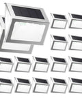 16 Pack 3 Sided Solar Deck Lights Stainless Steel Waterproof IP65 Outdoor Lights for fences, steps, and paths