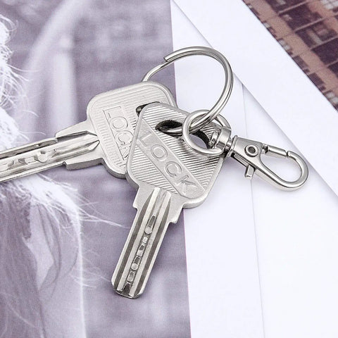 120 Piece Zinc Alloy Swivel Snap Hooks With Rugged Key Rings For Jewelry Crafting And Gear Building Hella Durable Top Shelf Metal Hardware Clasps Straight Up Built To Last with metallic keys and swivel snap hook.