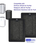 Replacement Filters For SimPure AP3J9 JR6 And Membrane Solutions 2J8 Air Purifiers With H13 True HEPA And Activated Carbon, pack of 4