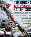 15 Foot Shock Absorbing Ratchet Straps Heavy Duty Tie Downs With Plastic Coated Hooks 1.5 Inch Wide 1000 Lb WLL 3000 Lb Break Strength