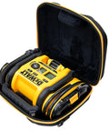 Hard Case for Dewalt DCC020IB 20V Max Tire Inflator Built Tough Custom Fit Padded Storage Bag open with inflator inside.