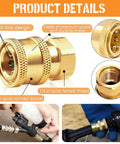 Brass pressure washer quick-connect couplers, 1/4 in to female NPT socket, ball-lock design, 2-pack, front view