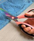 Ribbon Scissors Set All Purpose Titanium Blades Stainless Steel Sharp Scissors With Comfort Grip Handles Three Pack Pink And Black For Paper Fabric Crafting And Office Use, cutting denim