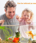 Father and daughter observing fish in aquarium with Two Piece Transparent Aquarium Divider With Heavy Duty Suction Cups For Stress Free Fish Separation Breeding And Territory Control Reusable Adjustable Plastic Grid Partition 17X13 Inches.