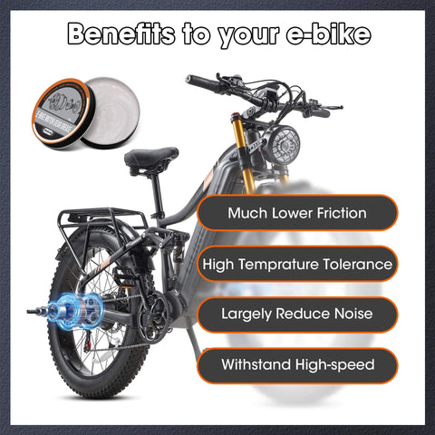 Lithium Grease For E Bike Motors And Gears, Waterproof High Performance Pro Grade Lubricant For Electric Bikes next to e-bike.