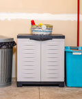 Beast Of A Heavy Duty Freestanding Resin Garage Storage Cabinet With Adjustable Shelf In Gray, Real Space Saver For Laundry Room