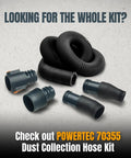 Powerful PowerTec 1-5/8 Inch Hose Adapter with Quick Connect Dust Collection Fitting and flexible hoses for vacuum systems.