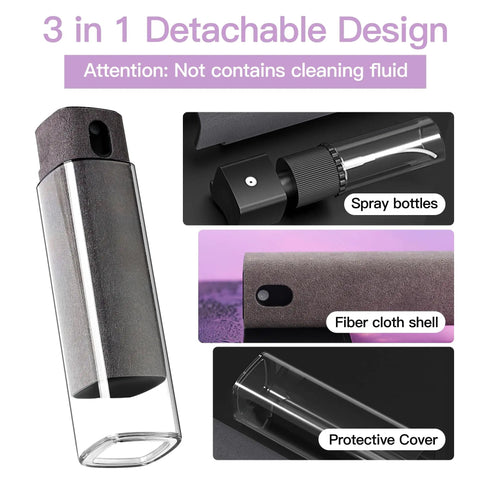 Two In One Screen Cleaner Spray And Wipe Kit For Phones Tablets Laptops TVs Monitors And Car Screens Pink Lipstick Size with fiber cloth shell and protective cover