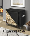 Heavy Duty Four Foot Indoor Outdoor Firewood Storage Rack With Weatherproof Zippered Cover And Sturdy Steel Log Stand inside room