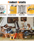 Two In One Propane Heater And Stove With 13000 BTU Output, portable outdoor heater with handle shown in camping setting