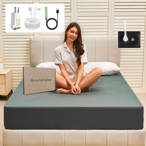 Grounding Sheets Queen Size With 10 Percent Silver Fiber And 90 Percent Organic Cotton Fitted Deep Pocket Grounding Bed Sheet Kit Gray