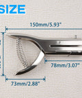 Dimensions of Heavy Duty Handheld Single Hole Punch for paper card plastic PVC and cardstock; pro grade long reach hole puncher side view.