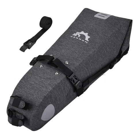 Durable 10L Bikepacking Saddle Bag With Roll Top Closure Water Resistant PVC TPU Fabric Easy No Tool Mount Universal Fit